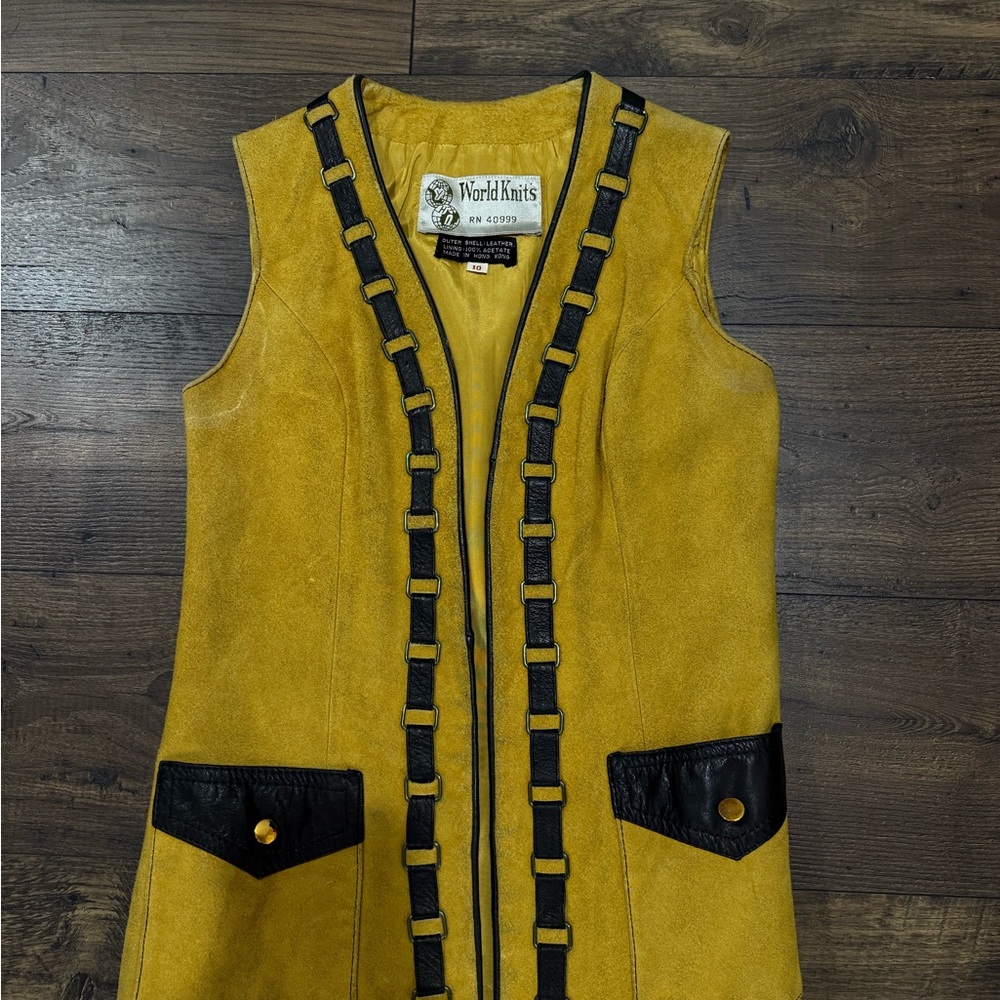 Yellow and Black Leather Vest